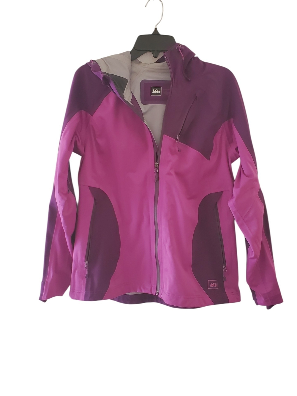 REI Women's Co-op Hooded Two-Tone Waterproof Jacket Size Medium